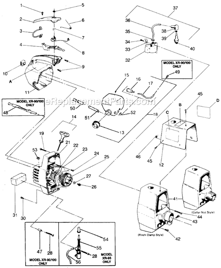 Page D Diagram and Parts List for XR-90  Weed Eater Trimmer